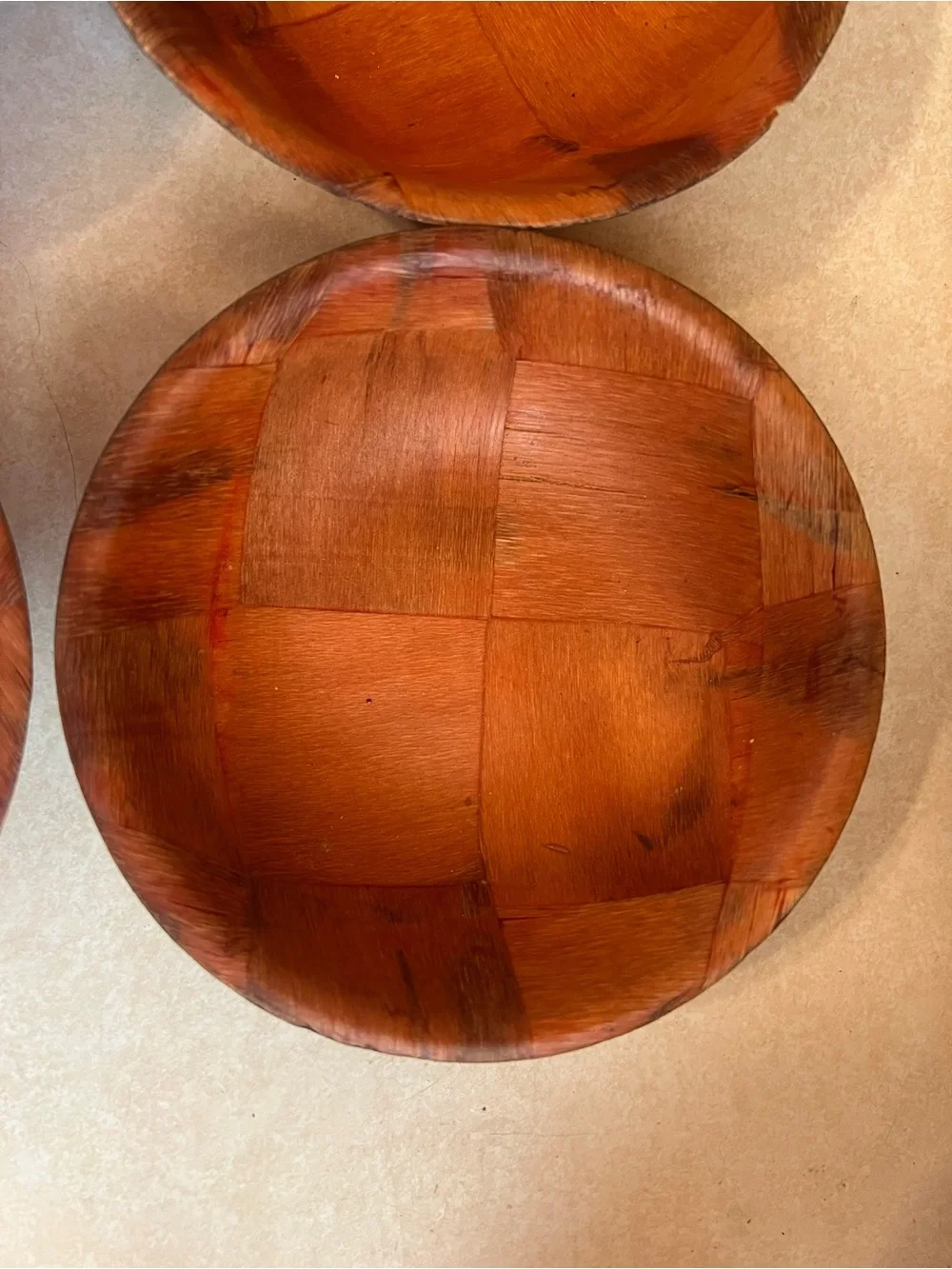 Woven Wood Vintage Bowls